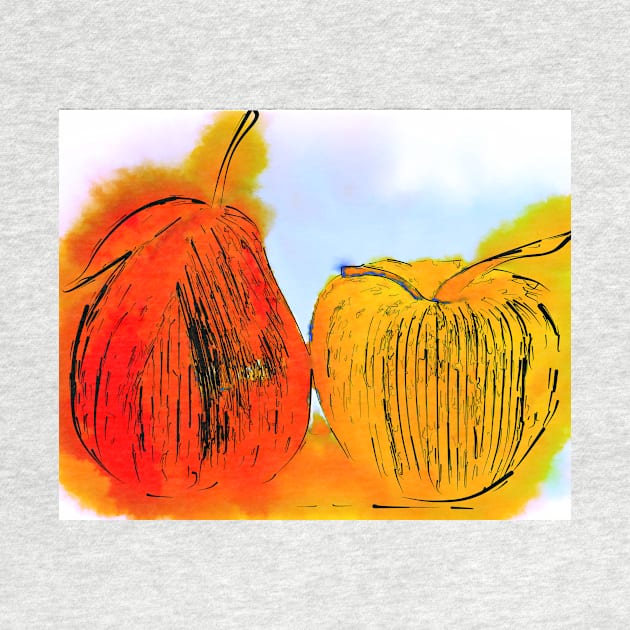 Pear And Apple Watercolor by KirtTisdale